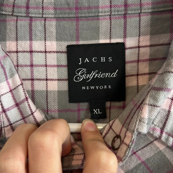 JACHS Girlfriend Shacket Plaid Pearl snap button up lined women's size XL - Picture 2 of 10